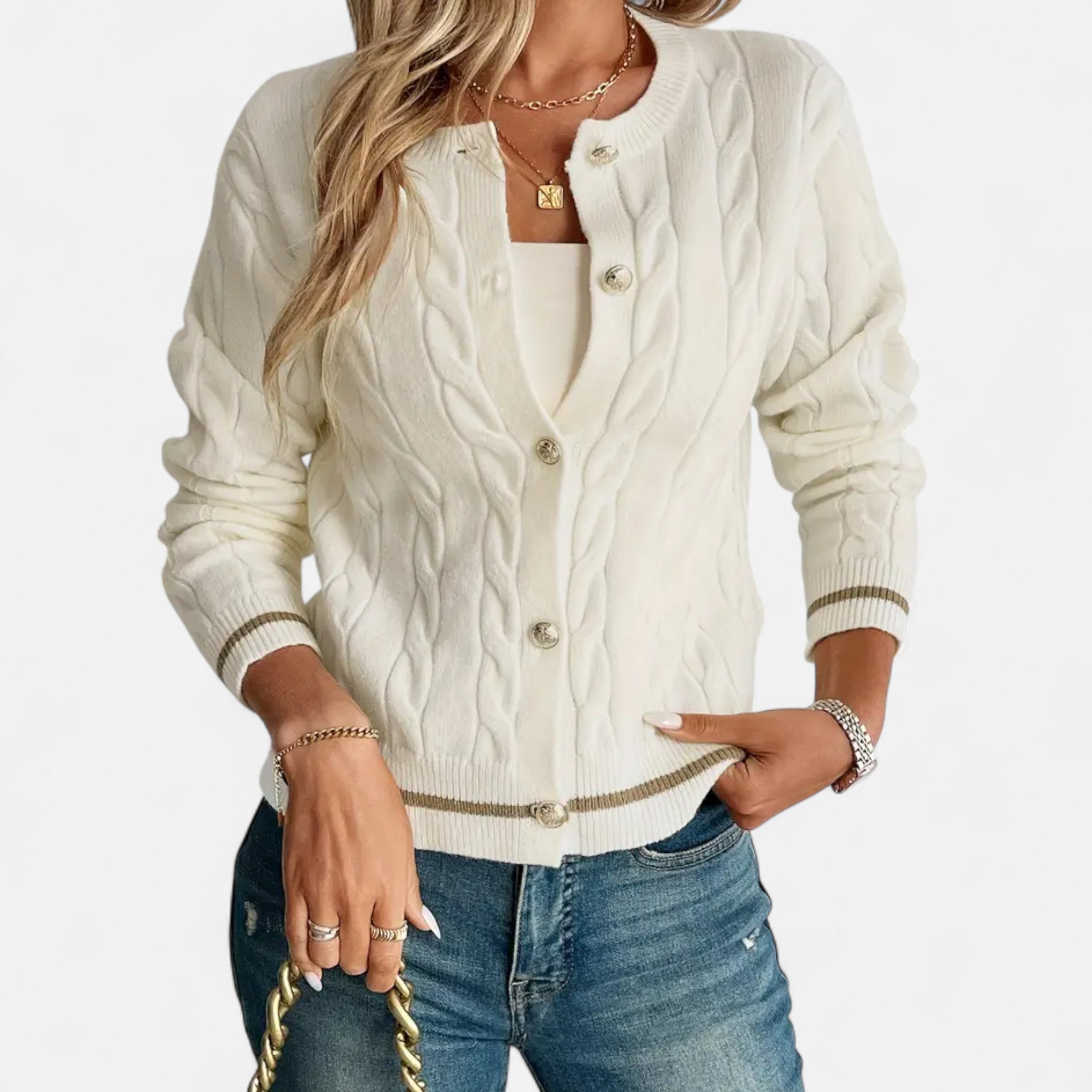 Lazaro Mode | Cárdigan de Mujer con Cuello Redondo – Esencia de Elegancia Cotidiana