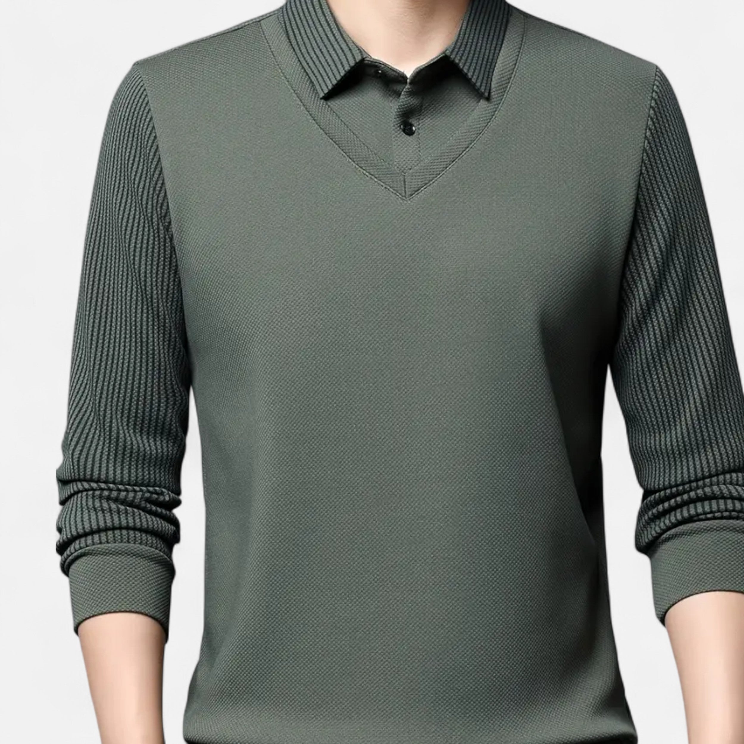Lazaro Mode | Camisa de Hombre de Manga Larga con Solapa – Conjunto de Dos Piezas