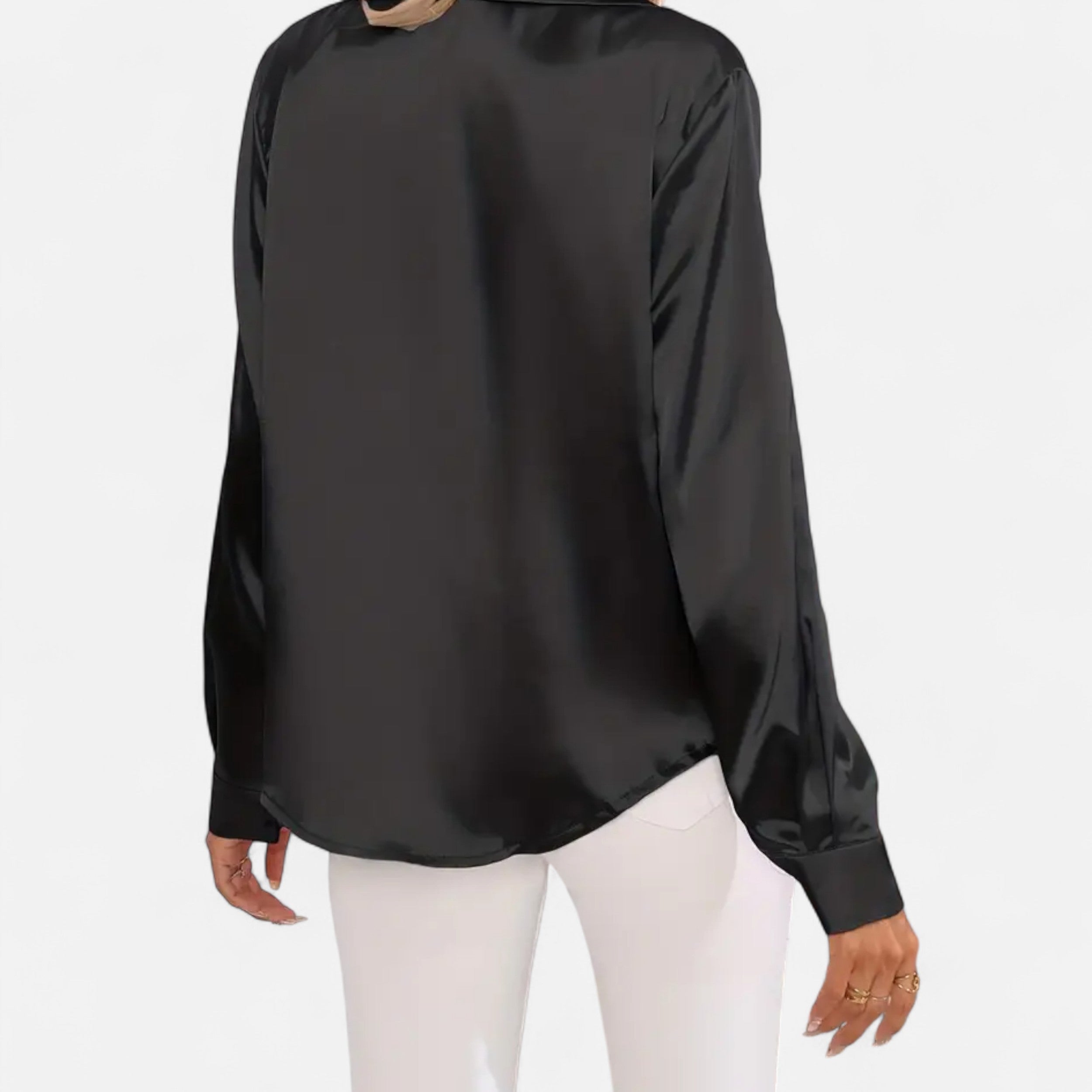 Lazaro Mode | Blusa Satinada de Mujer con Solapa, Botones y Manga Larga – Sofisticación Contemporánea