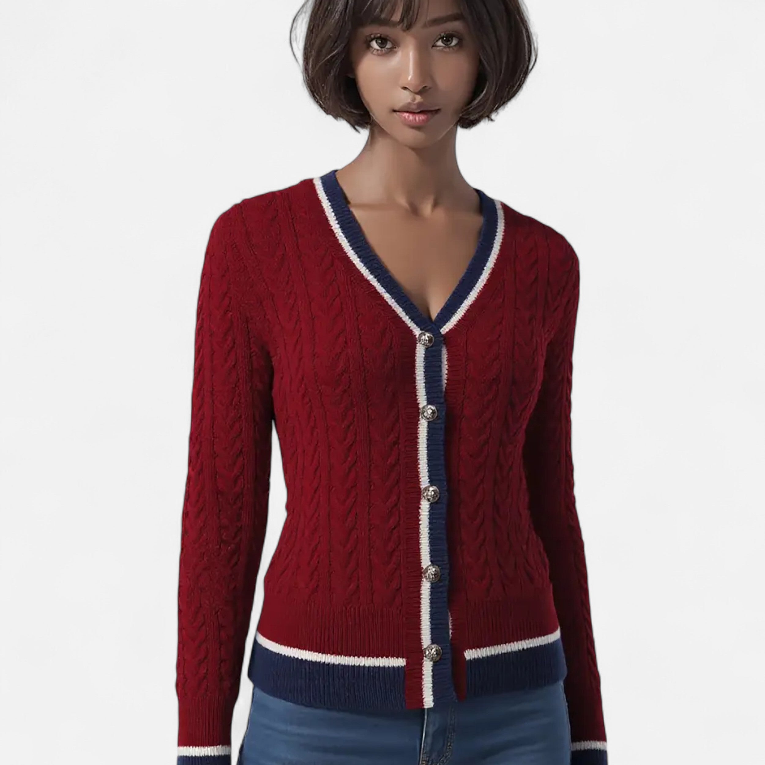 Lazaro Mode | Cárdigan de Mujer a Rayas en Bloques de Color – Estilo Sofisticado y Moderno