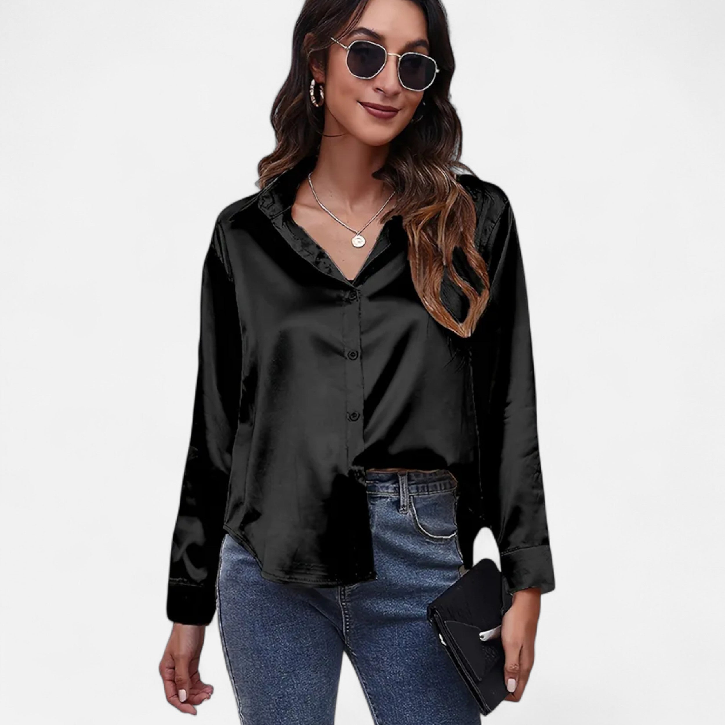 Lazaro Mode | Blusa Satinada de Mujer de Manga Larga – Elegancia Atemporal