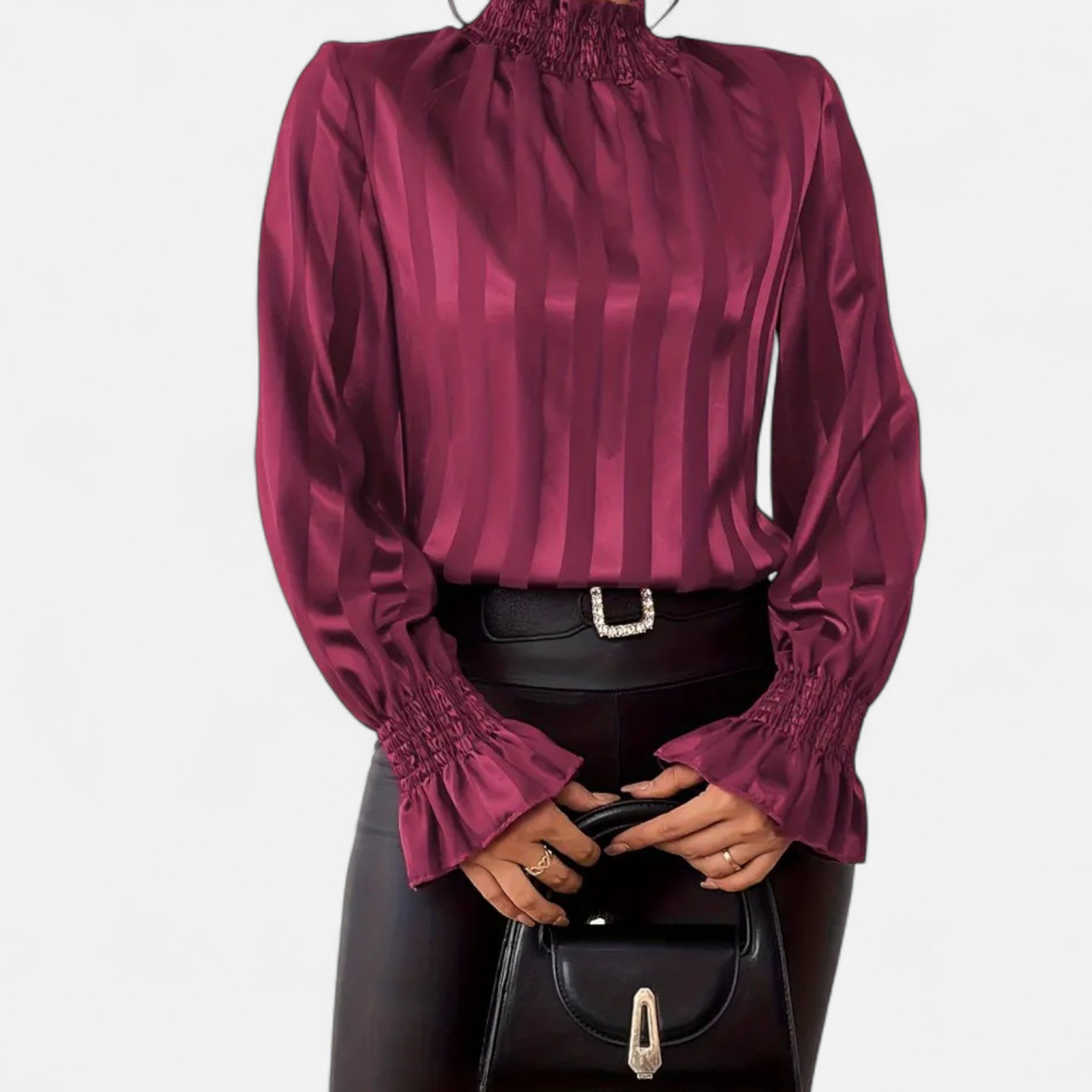 Lazaro Mode | Blusa Satinada de Mujer con Cuello Redondo – Elegancia Minimalista