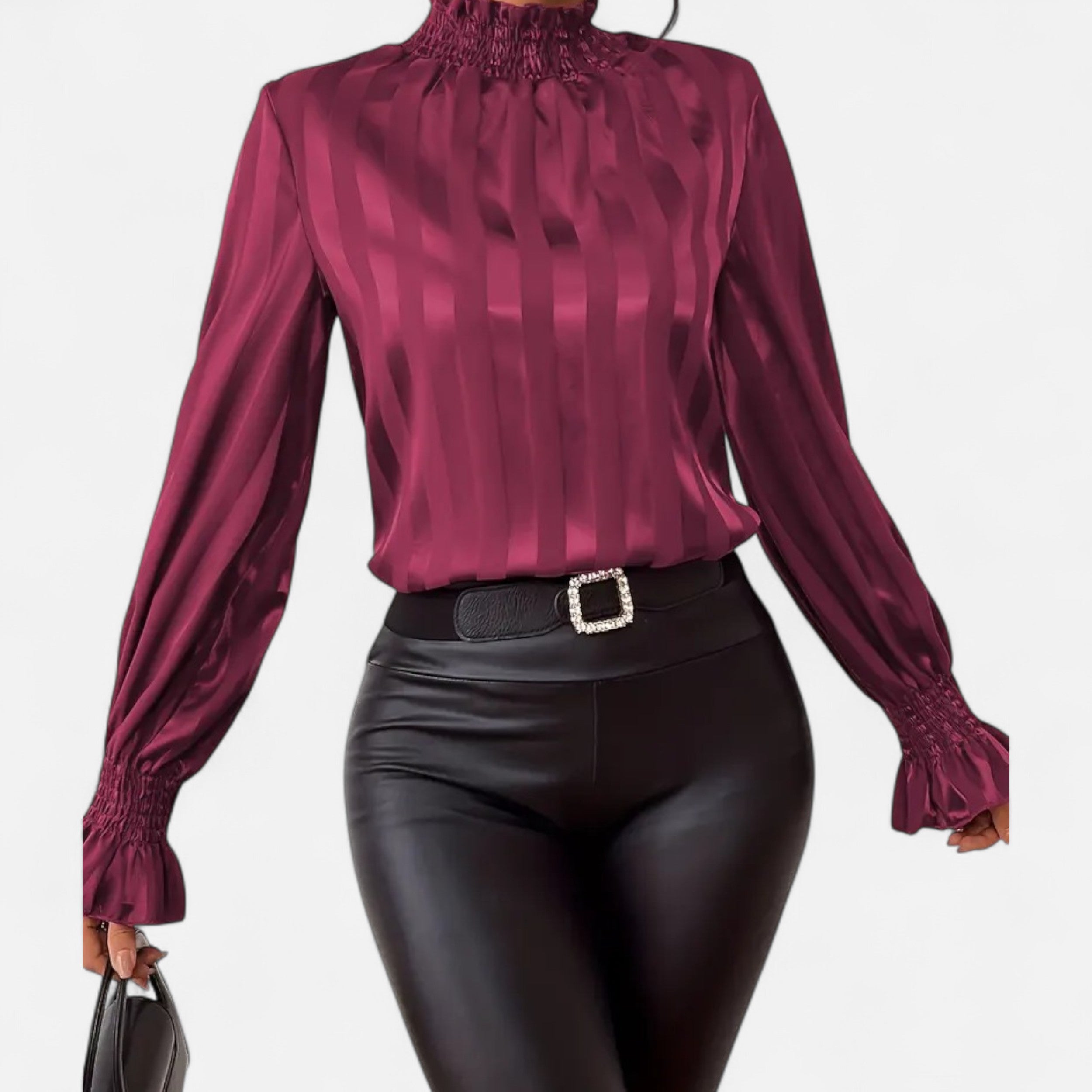 Lazaro Mode | Blusa Satinada de Mujer con Cuello Redondo – Elegancia Minimalista