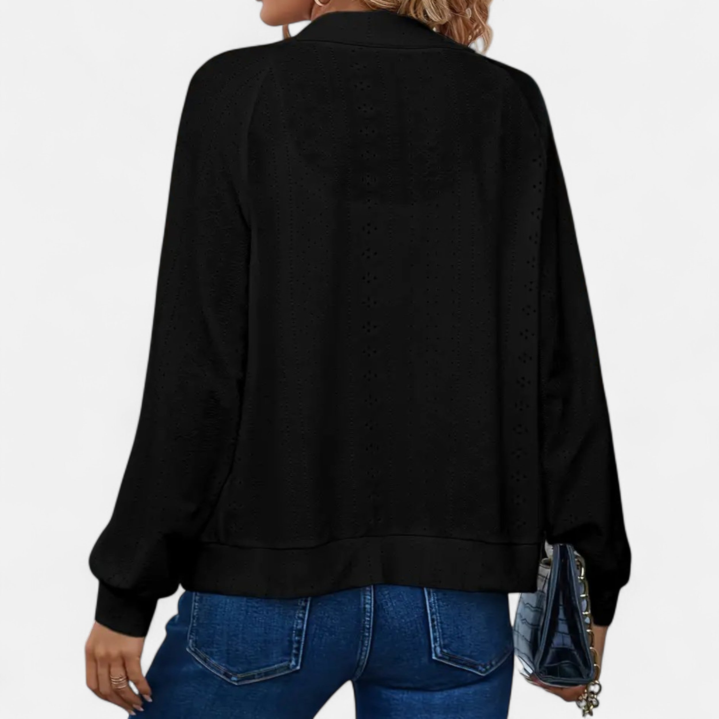 Lazaro Mode | Cárdigan de Mujer con Cremallera y Detalles Calados – Elegancia Contemporánea