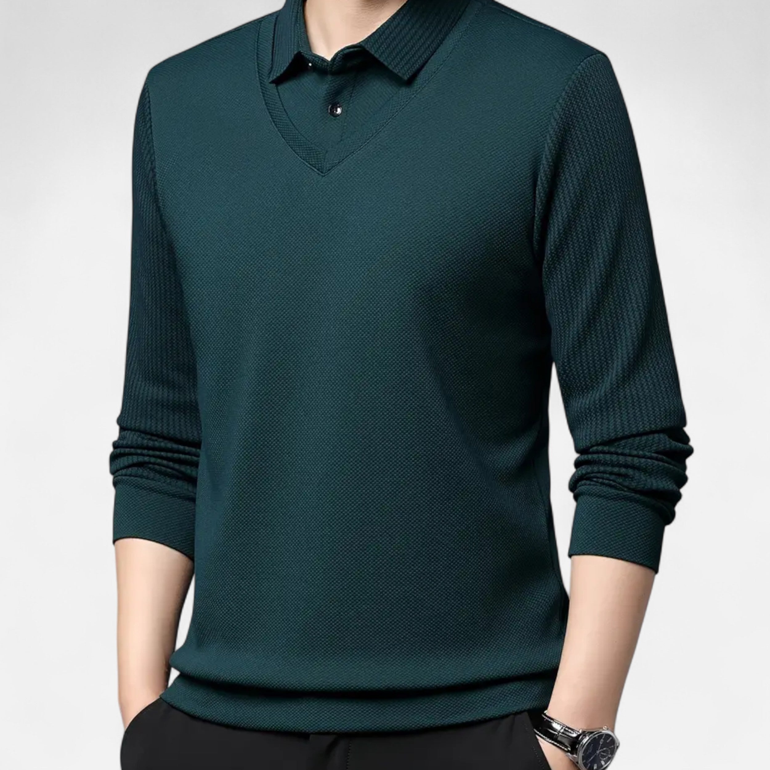 Lazaro Mode | Camisa de Hombre de Manga Larga con Solapa – Conjunto de Dos Piezas