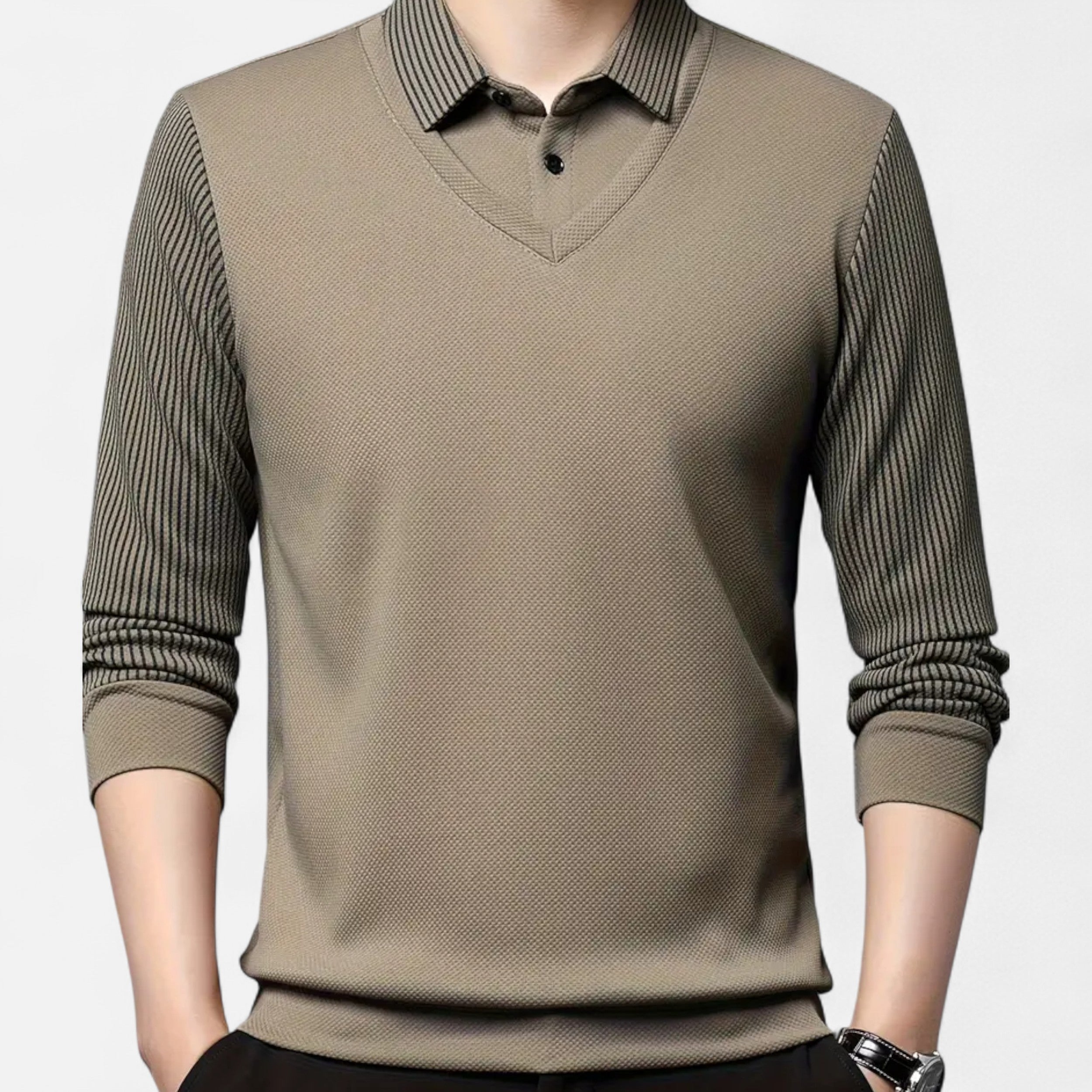 Lazaro Mode | Camisa de Hombre de Manga Larga con Solapa – Conjunto de Dos Piezas