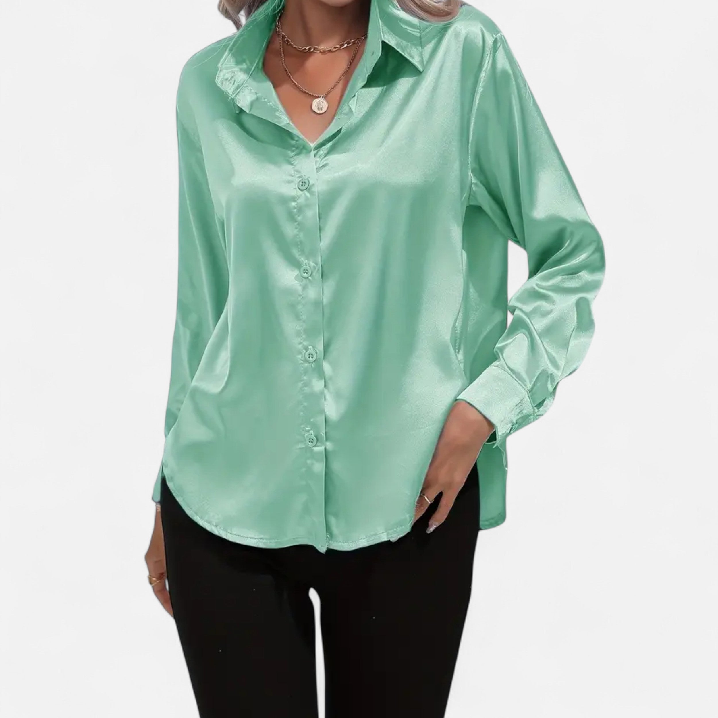 Lazaro Mode | Blusa Satinada de Mujer de Manga Larga – Elegancia Sofisticada