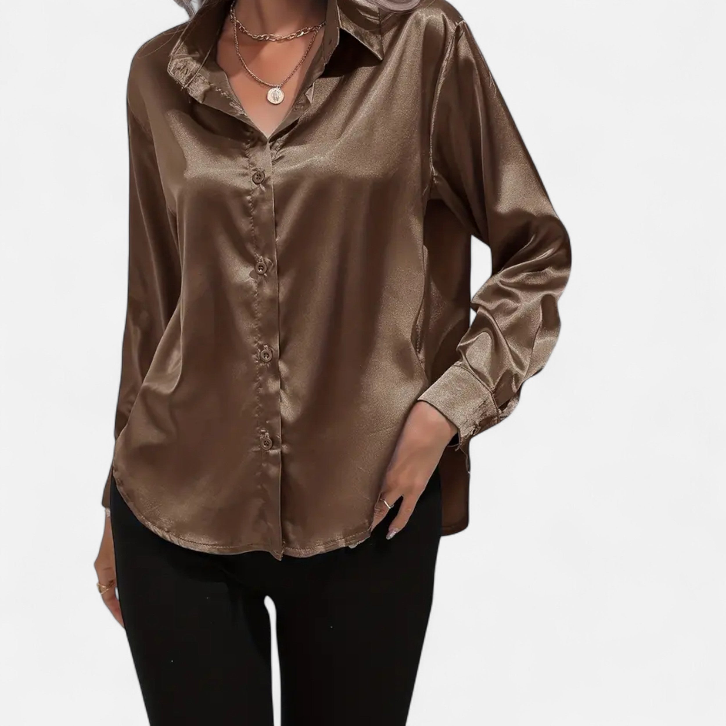Lazaro Mode | Blusa Satinada de Mujer de Manga Larga – Elegancia Sofisticada