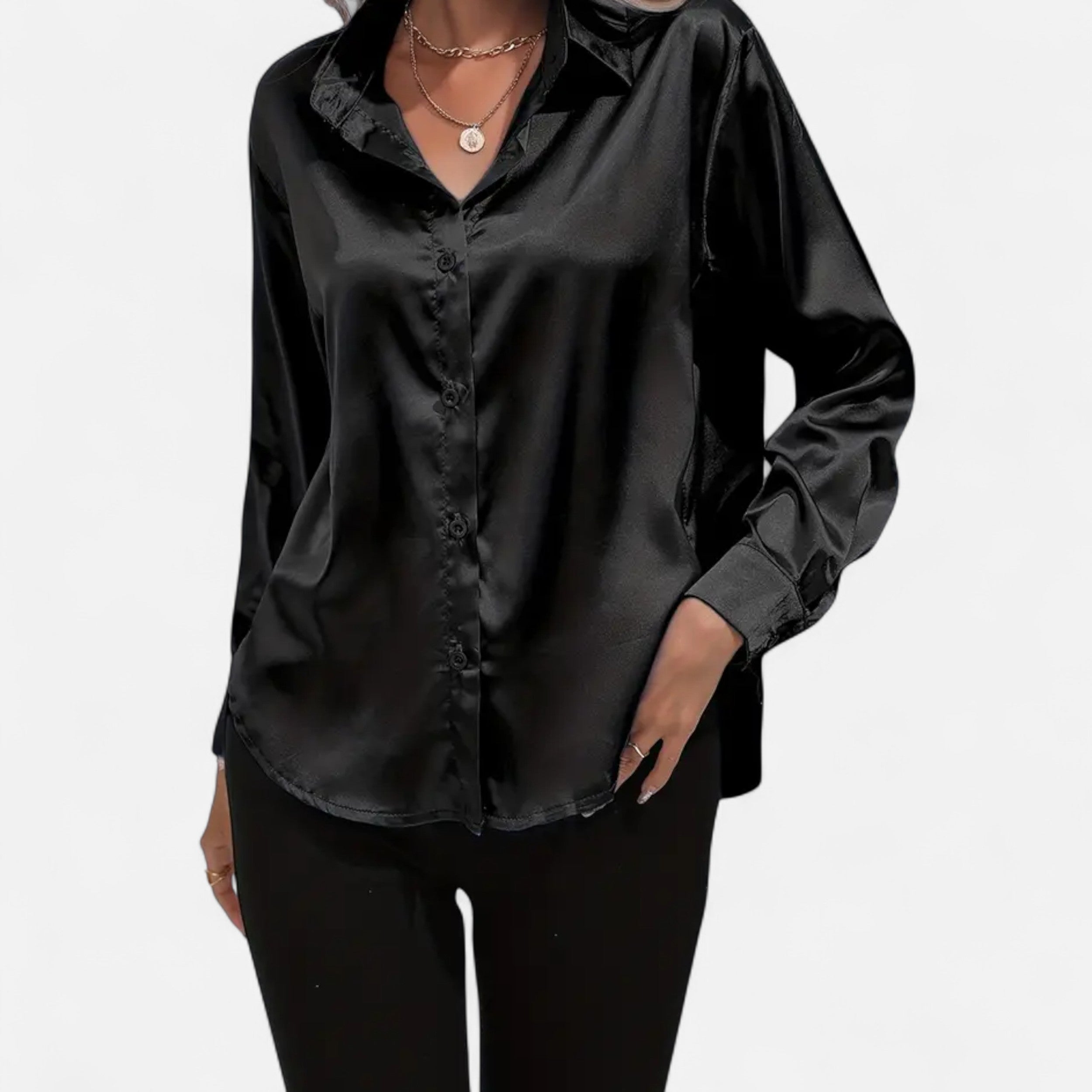Lazaro Mode | Blusa Satinada de Mujer de Manga Larga – Elegancia Sofisticada