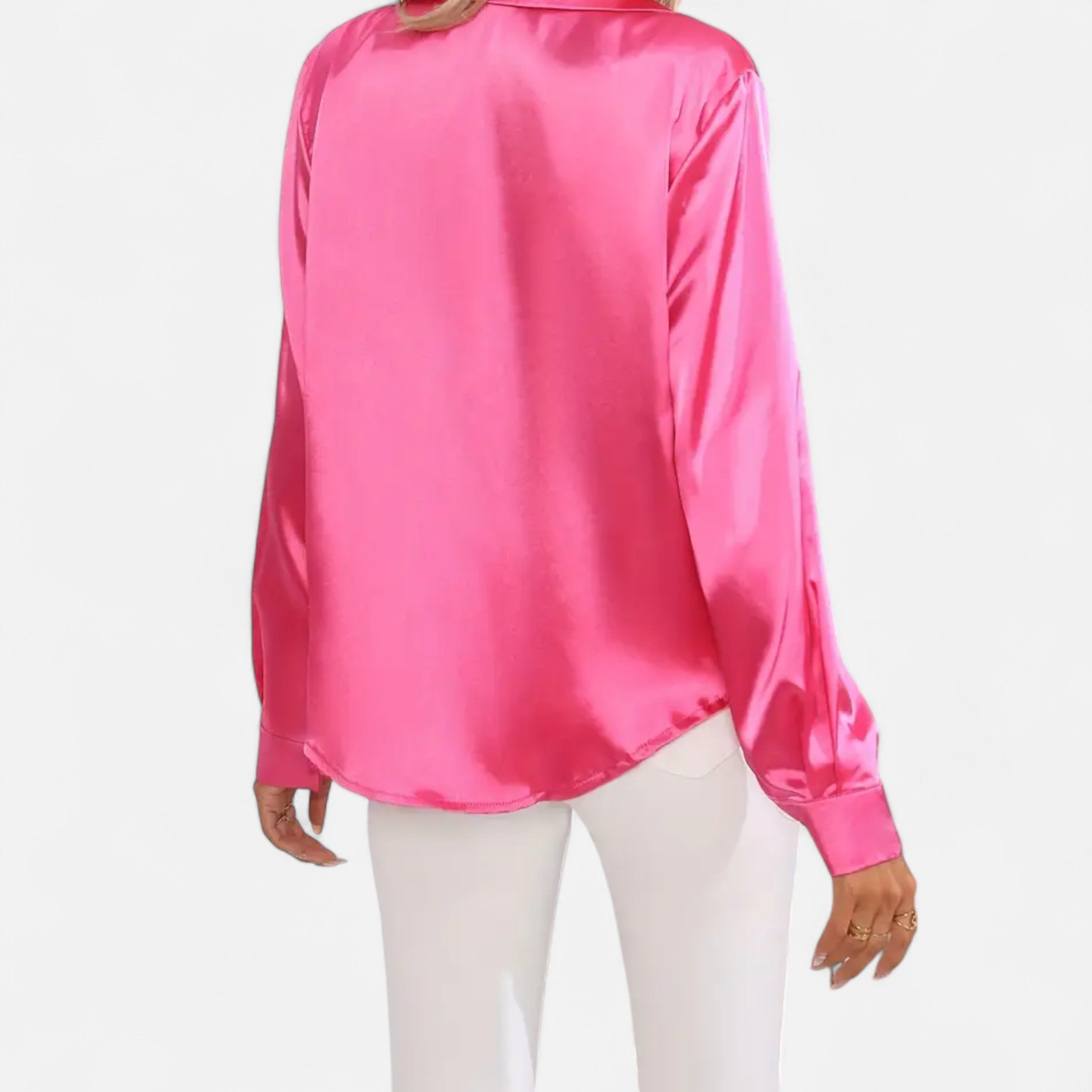 Lazaro Mode | Blusa Satinada de Mujer con Solapa, Botones y Manga Larga – Sofisticación Contemporánea