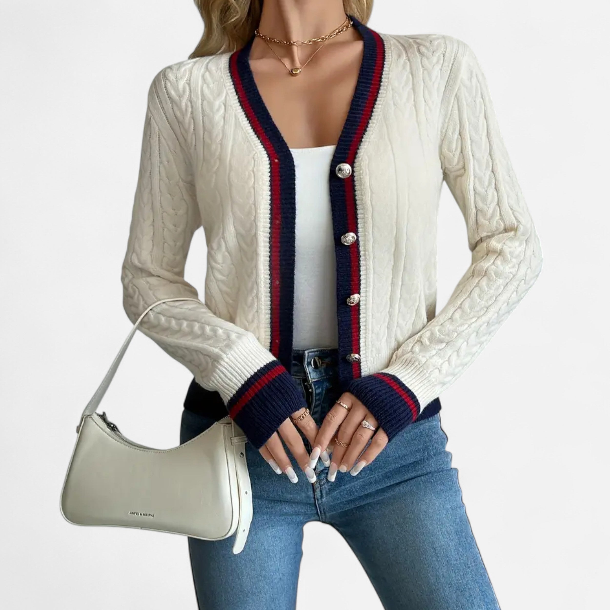 Lazaro Mode | Cárdigan de Mujer a Rayas en Bloques de Color – Estilo Sofisticado y Moderno