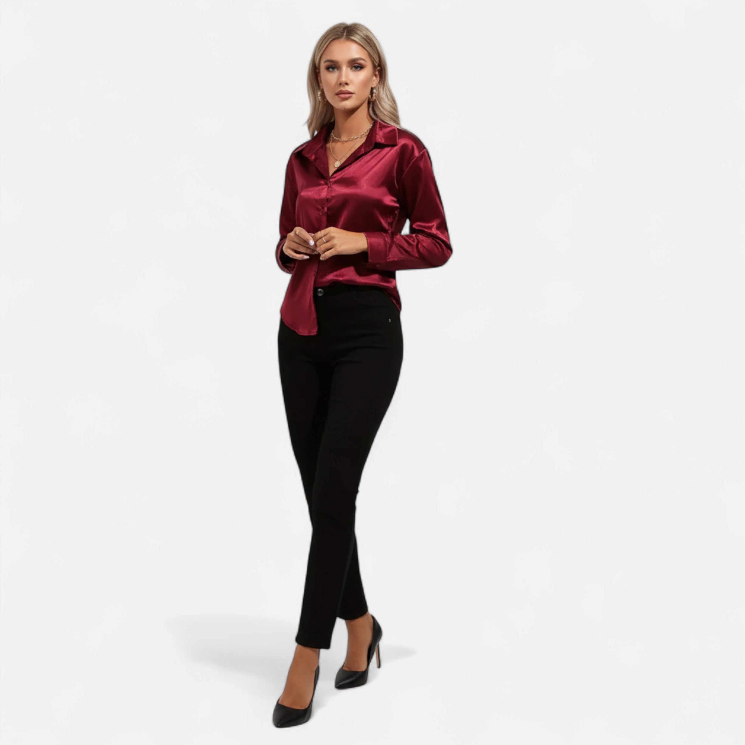 Lazaro Mode | Blusa Satinada de Mujer de Manga Larga – Elegancia Sofisticada
