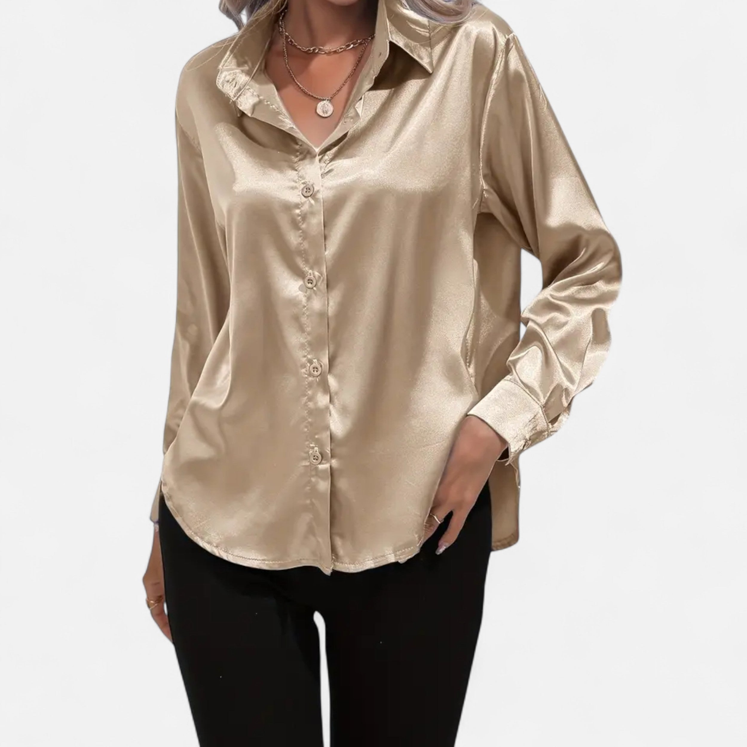 Lazaro Mode | Blusa Satinada de Mujer de Manga Larga – Elegancia Sofisticada