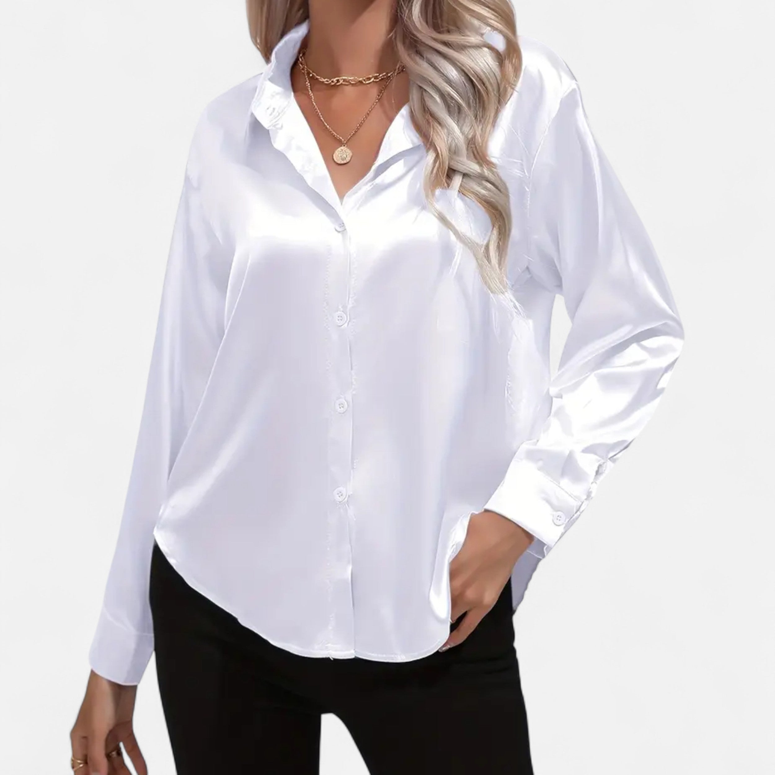 Lazaro Mode | Blusa Satinada de Mujer de Manga Larga – Elegancia Sofisticada