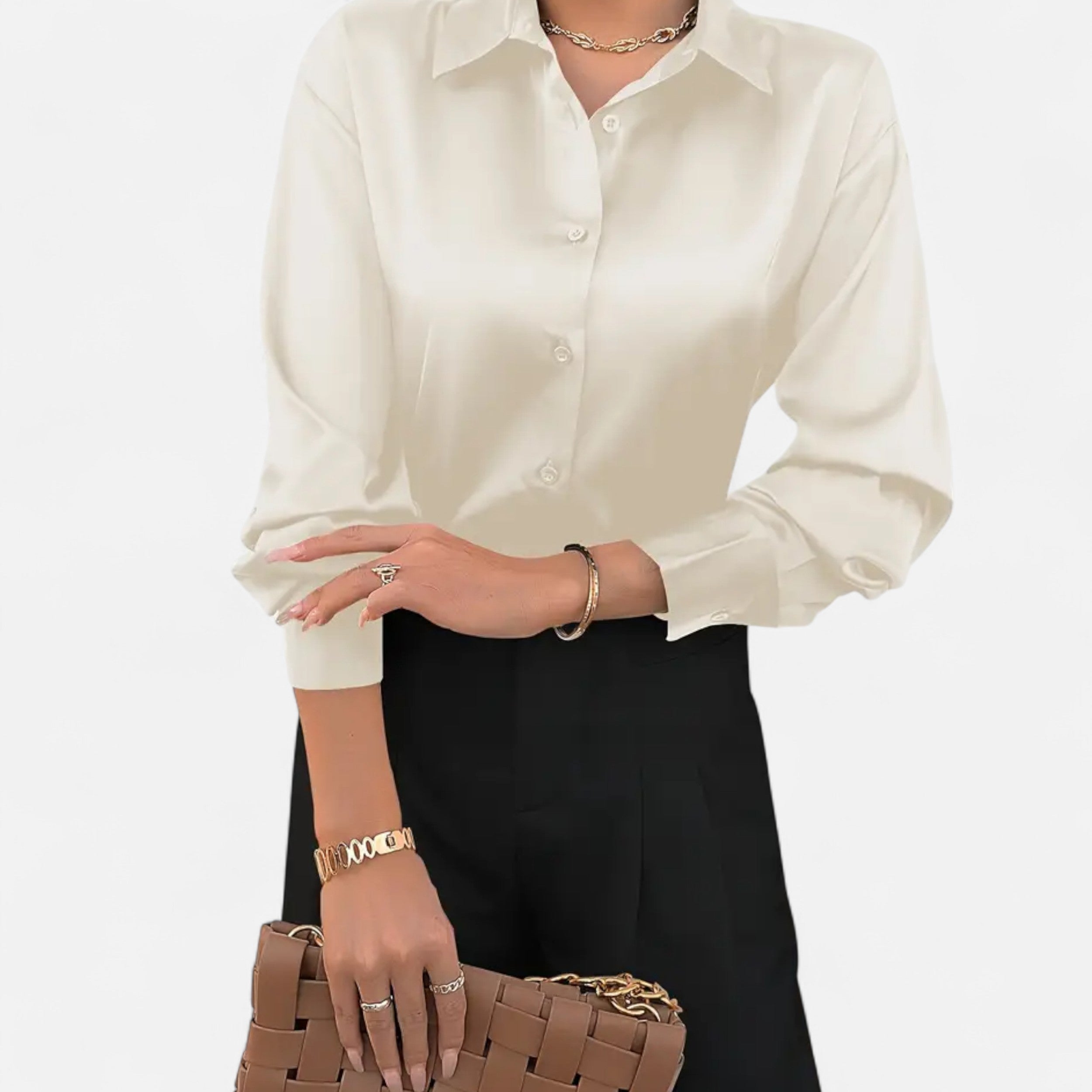 Lazaro Mode | Camisa Satinada de Mujer Abotonada con Manga Larga – Elegancia Atemporal