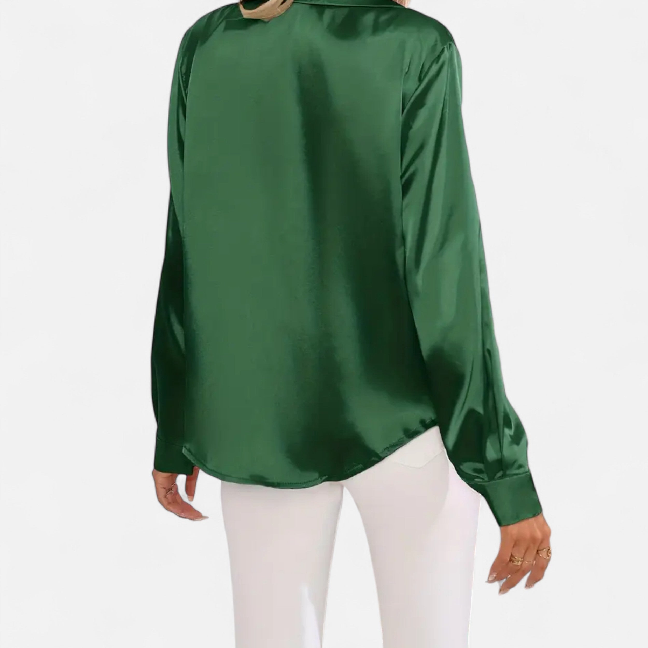 Lazaro Mode | Blusa Satinada de Mujer con Solapa, Botones y Manga Larga – Sofisticación Contemporánea