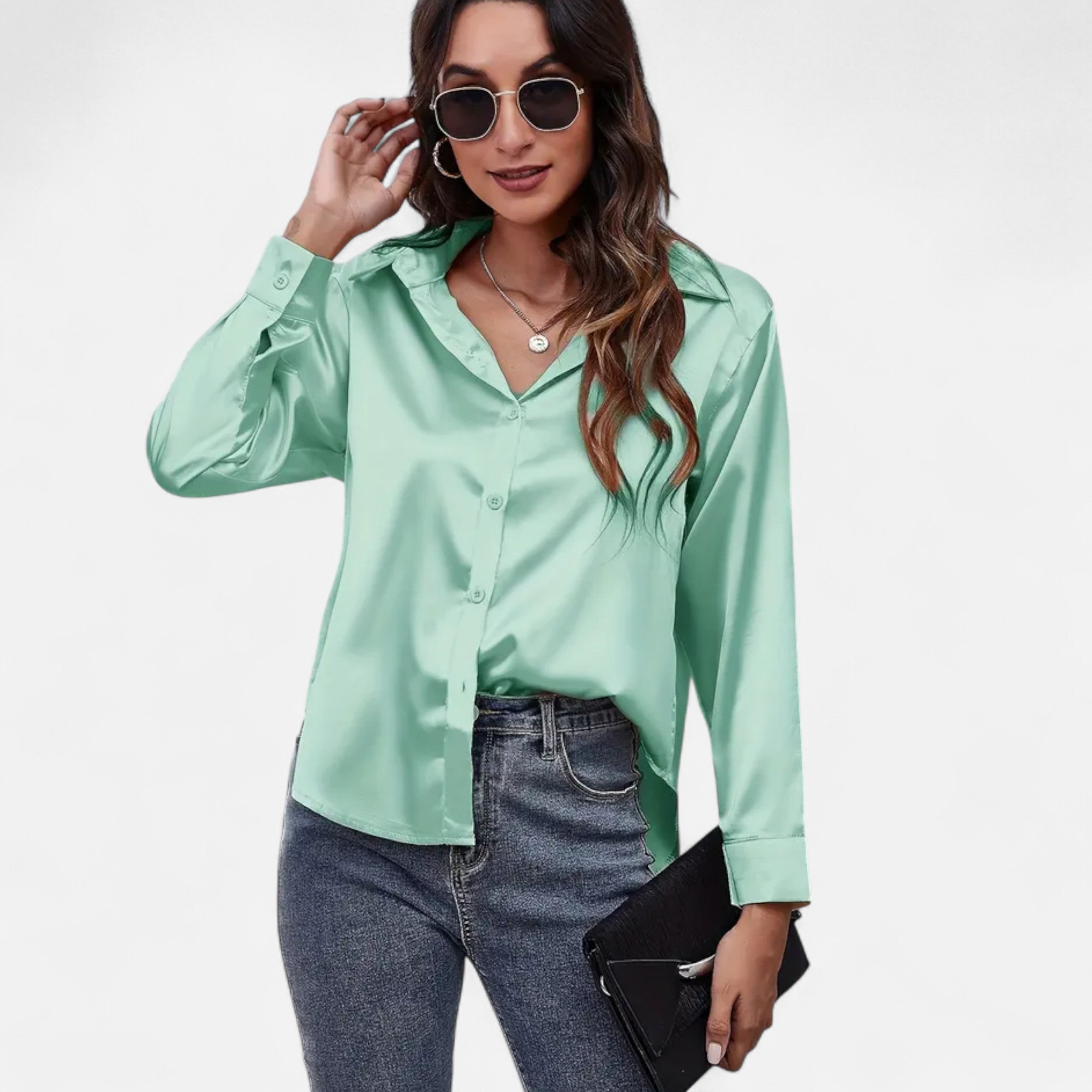 Lazaro Mode | Blusa Satinada de Mujer de Manga Larga – Elegancia Atemporal