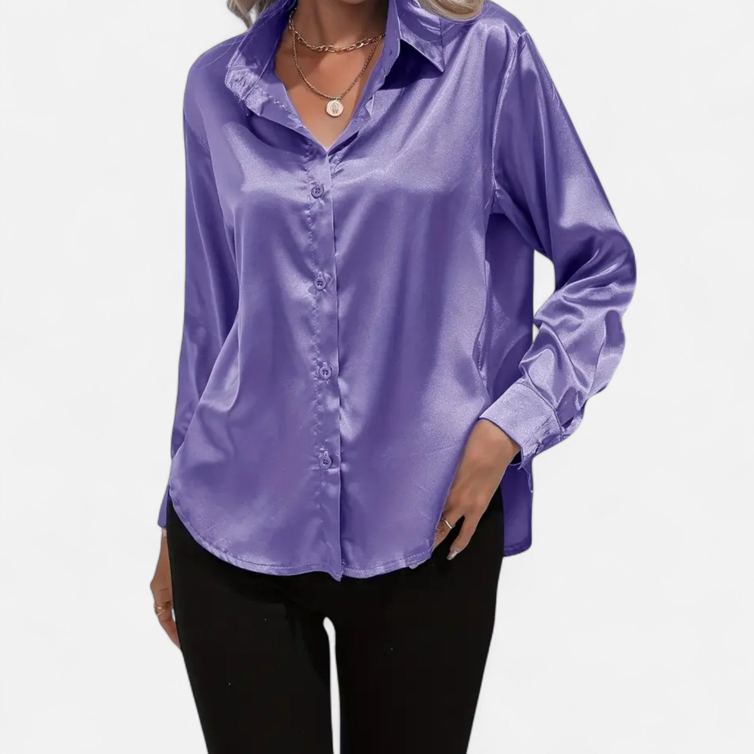 Lazaro Mode | Blusa Satinada de Mujer de Manga Larga – Elegancia Sofisticada