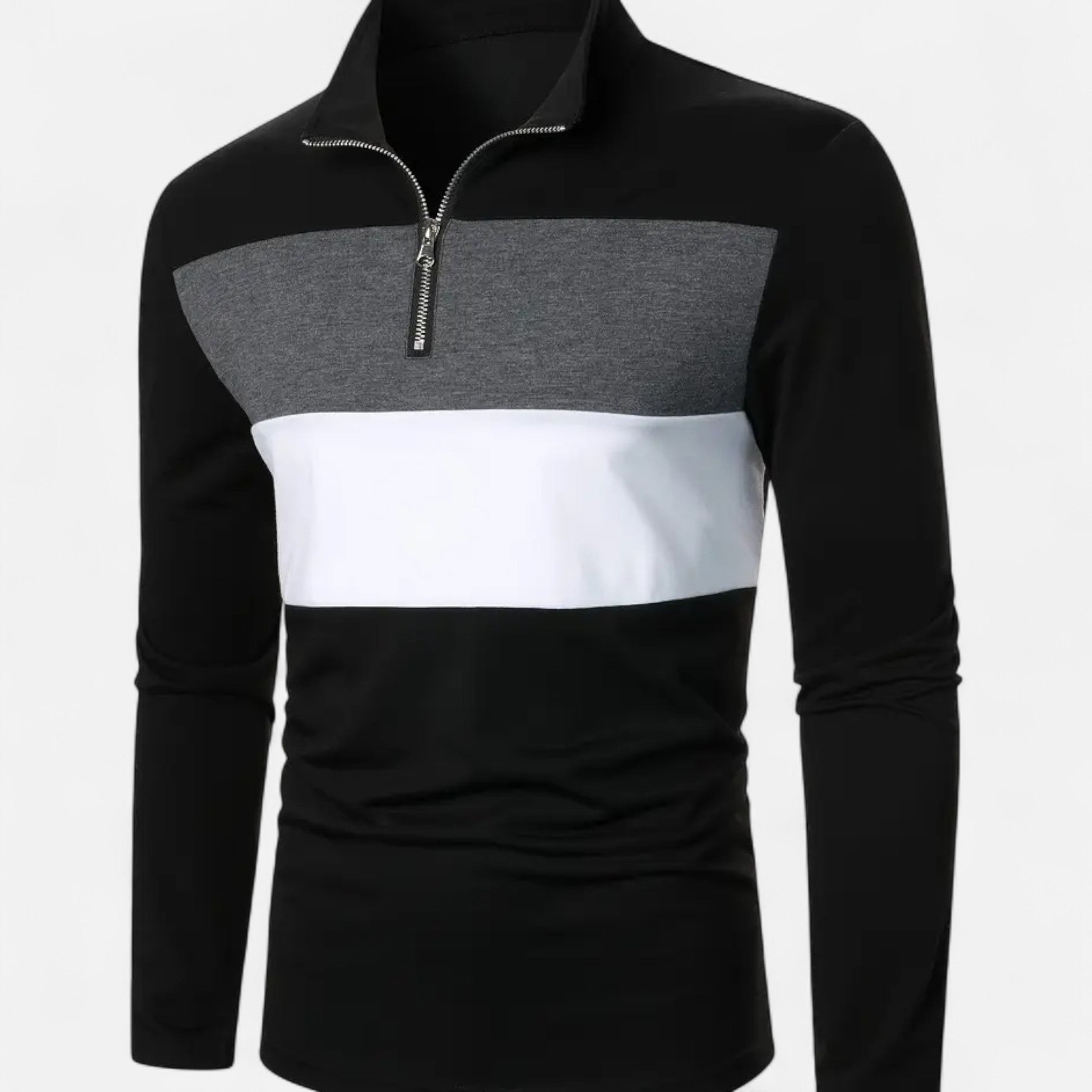 Lazaro Mode | Camiseta de Hombre con Cremallera Media y Manga Larga – Elegancia Cotidiana Refinada