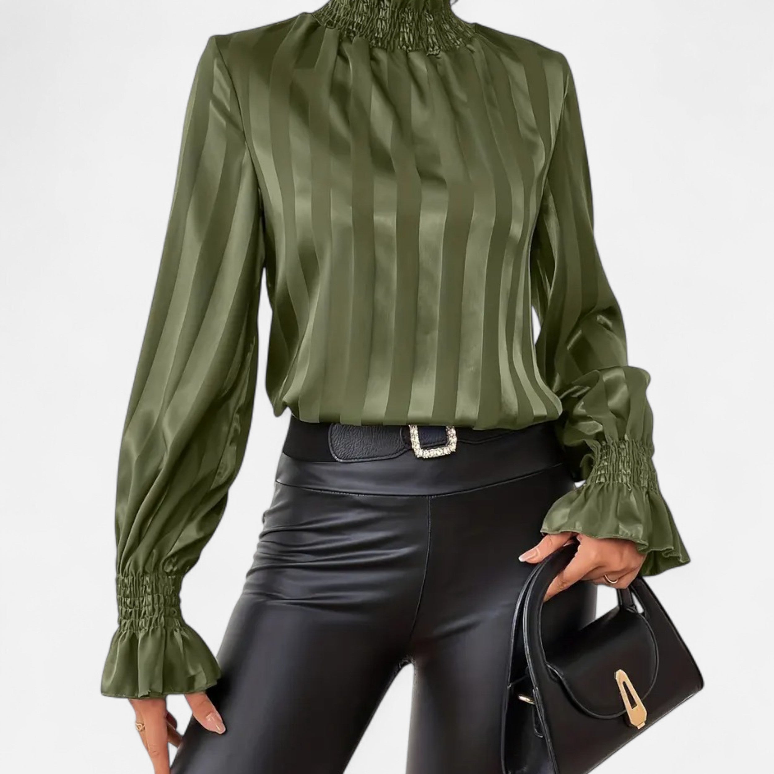 Lazaro Mode | Blusa Satinada de Mujer con Cuello Redondo – Elegancia Minimalista