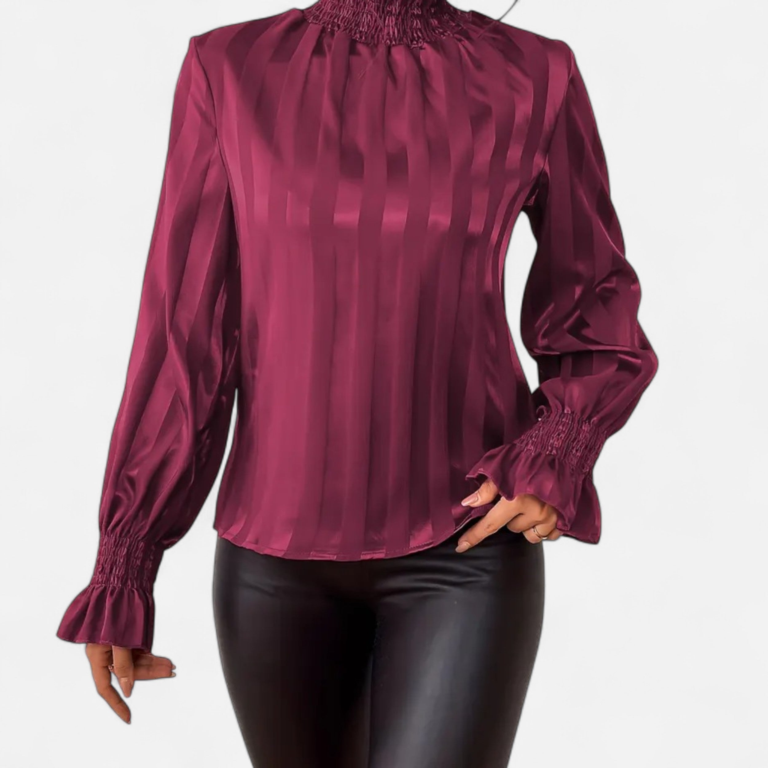 Lazaro Mode | Blusa Satinada de Mujer con Cuello Redondo – Elegancia Minimalista