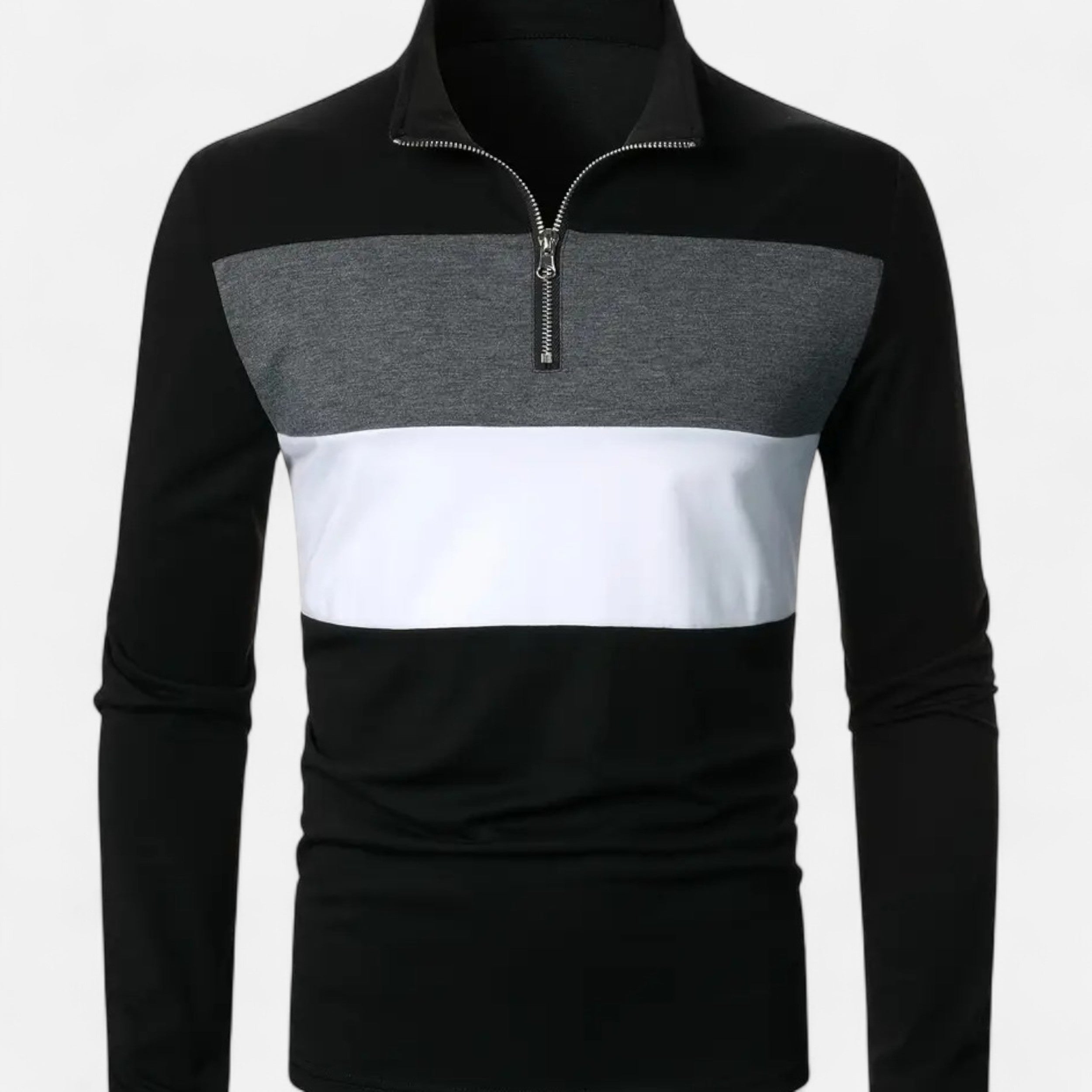 Lazaro Mode | Camiseta de Hombre con Cremallera Media y Manga Larga – Elegancia Cotidiana Refinada