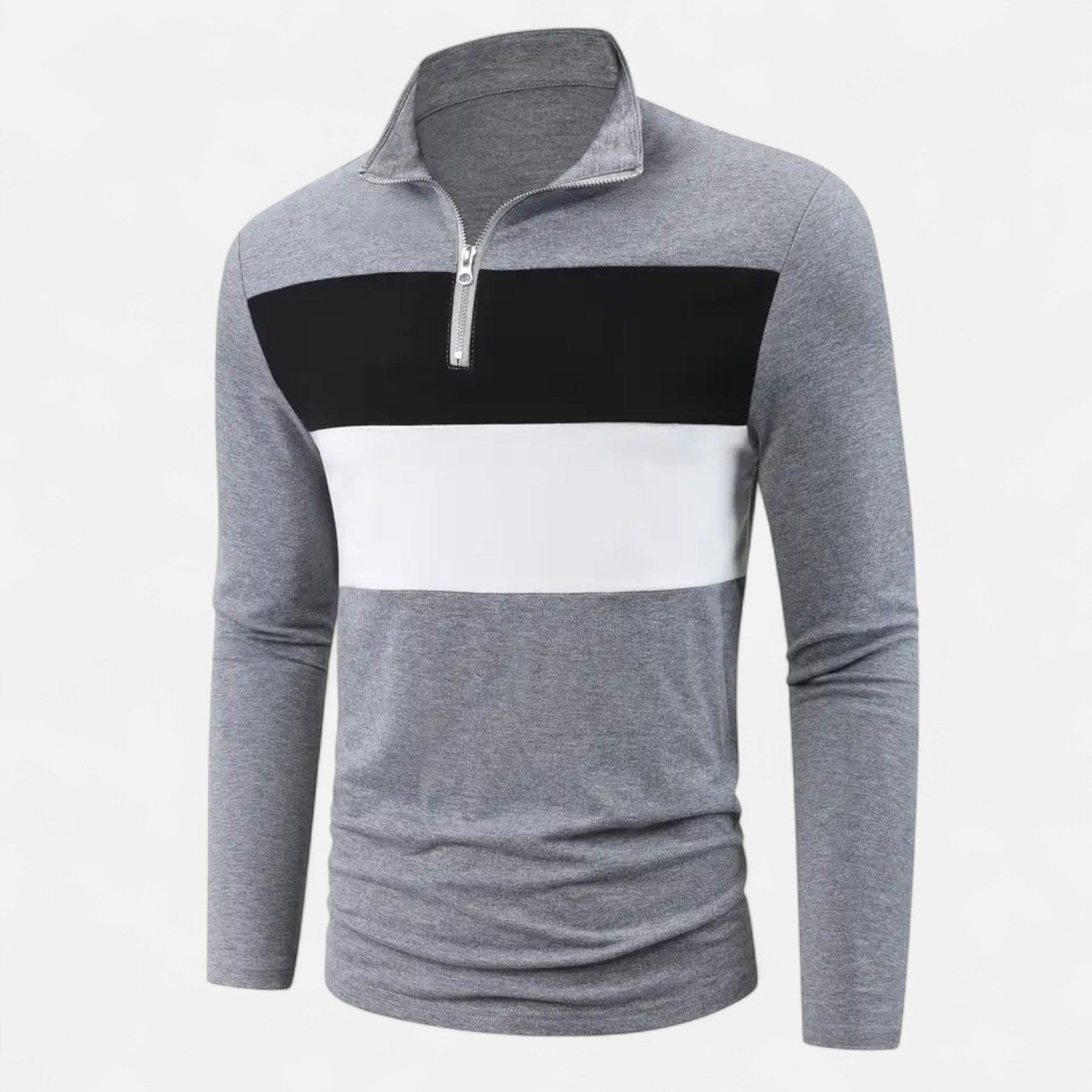 Lazaro Mode | Camiseta de Hombre con Cremallera Media y Manga Larga – Elegancia Cotidiana Refinada