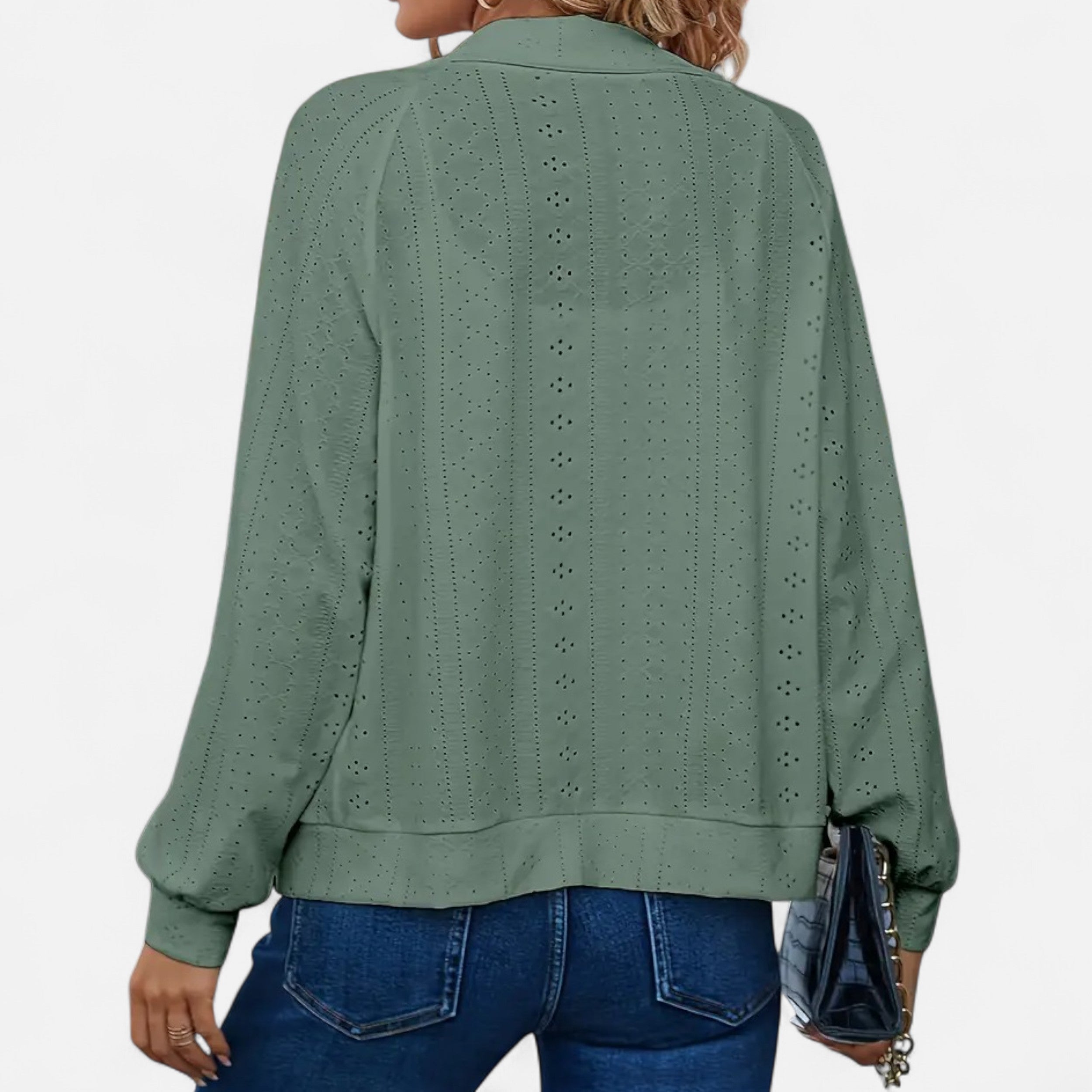 Lazaro Mode | Cárdigan de Mujer con Cremallera y Detalles Calados – Elegancia Contemporánea