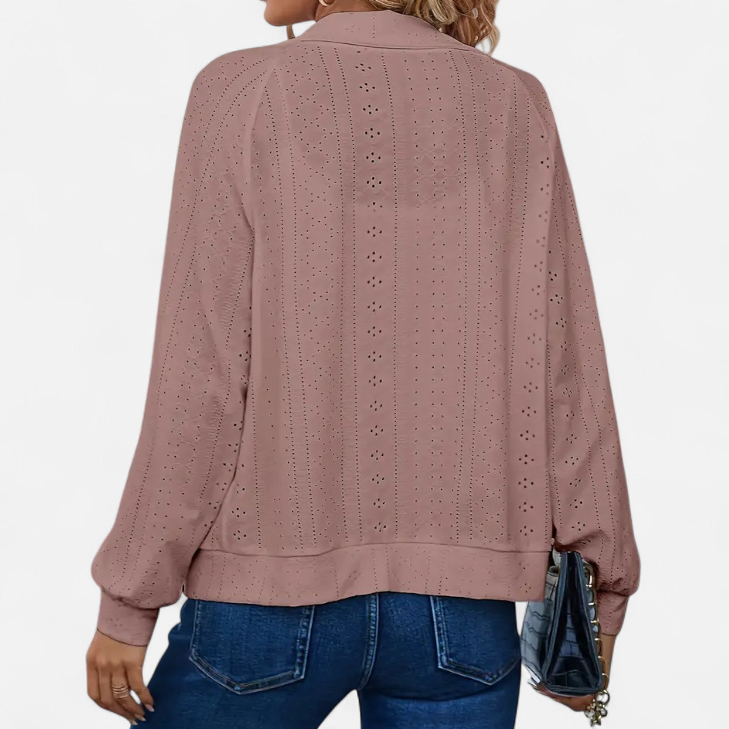 Lazaro Mode | Cárdigan de Mujer con Cremallera y Detalles Calados – Elegancia Contemporánea